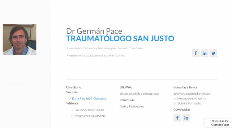 Dr German Pace Traumatologo especialista en pie zona oeste