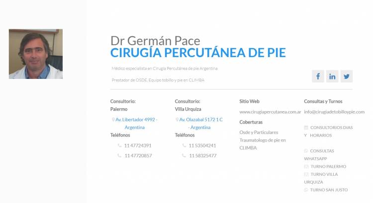 Dr German Pace Cirugia de pie Argentina