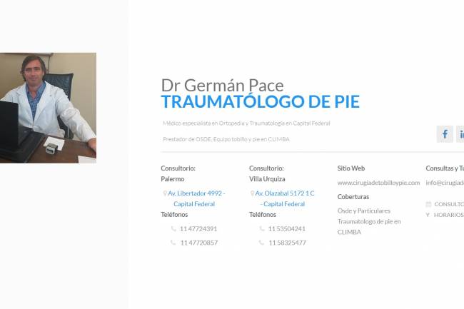 Medico  especialista en Cirugia Percutanea de juanetes Argentina